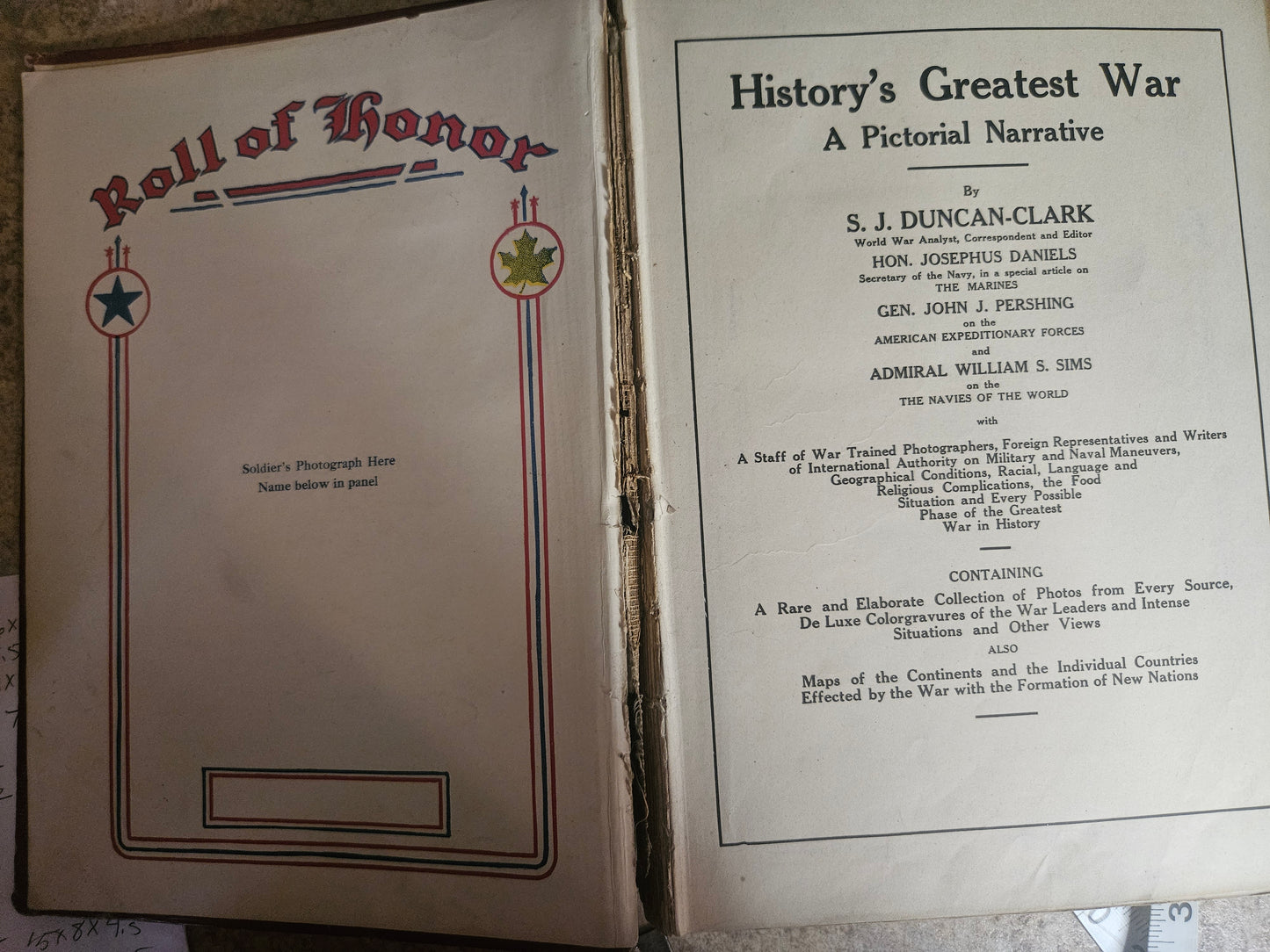 History's Greatest War: A Pictorial Narrative — S.J. Duncan-Clark, WWI Illustrated History, Chromolithograph Cover