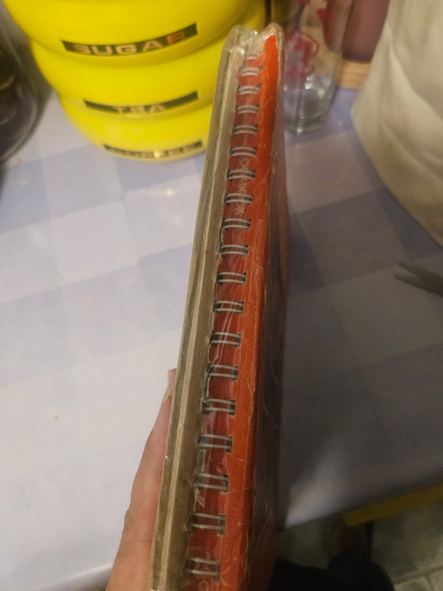 Spine of Betty Crocker's Cookbook showing taped repair