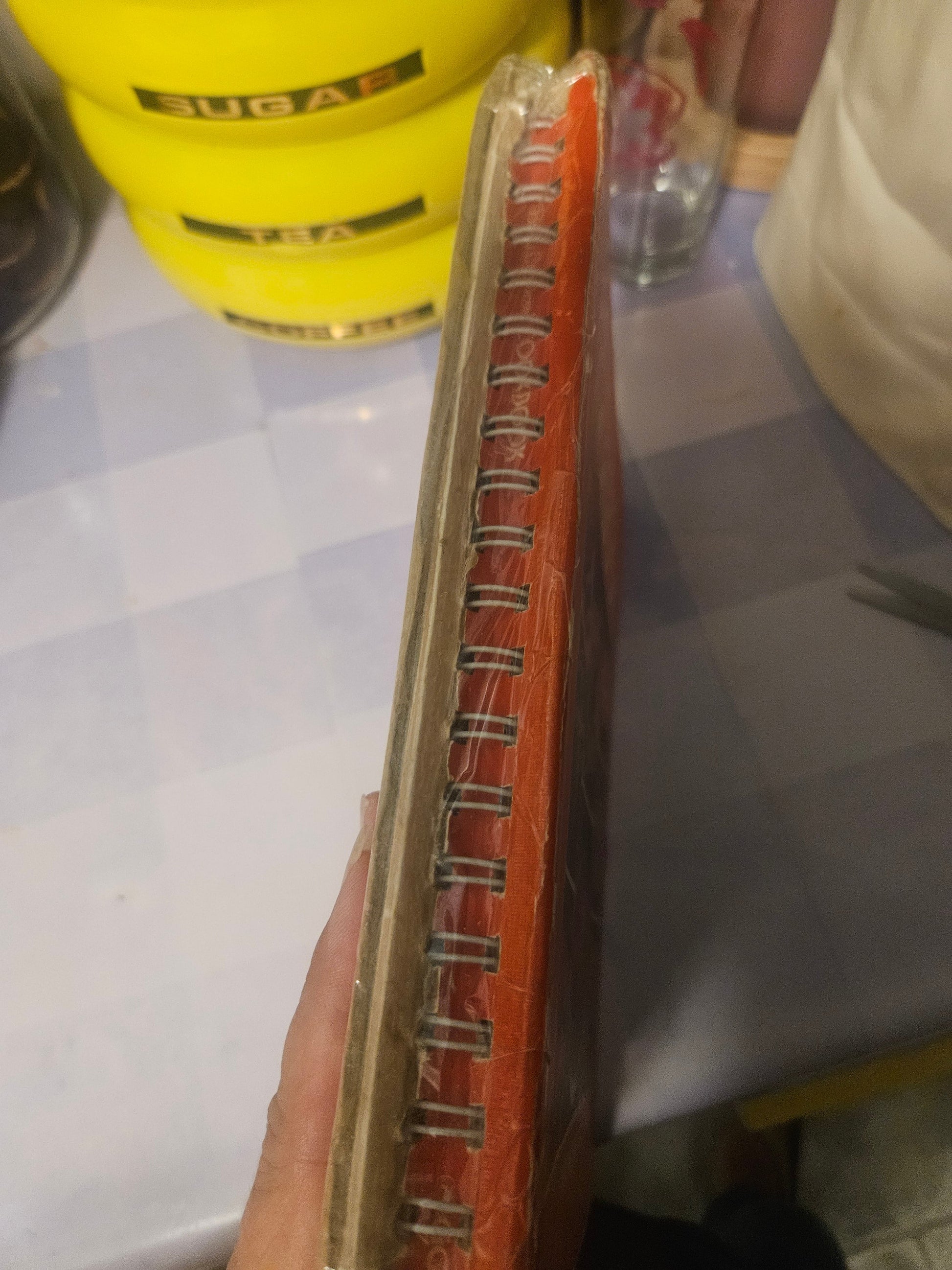 Spine of Betty Crocker's Cookbook showing taped repair