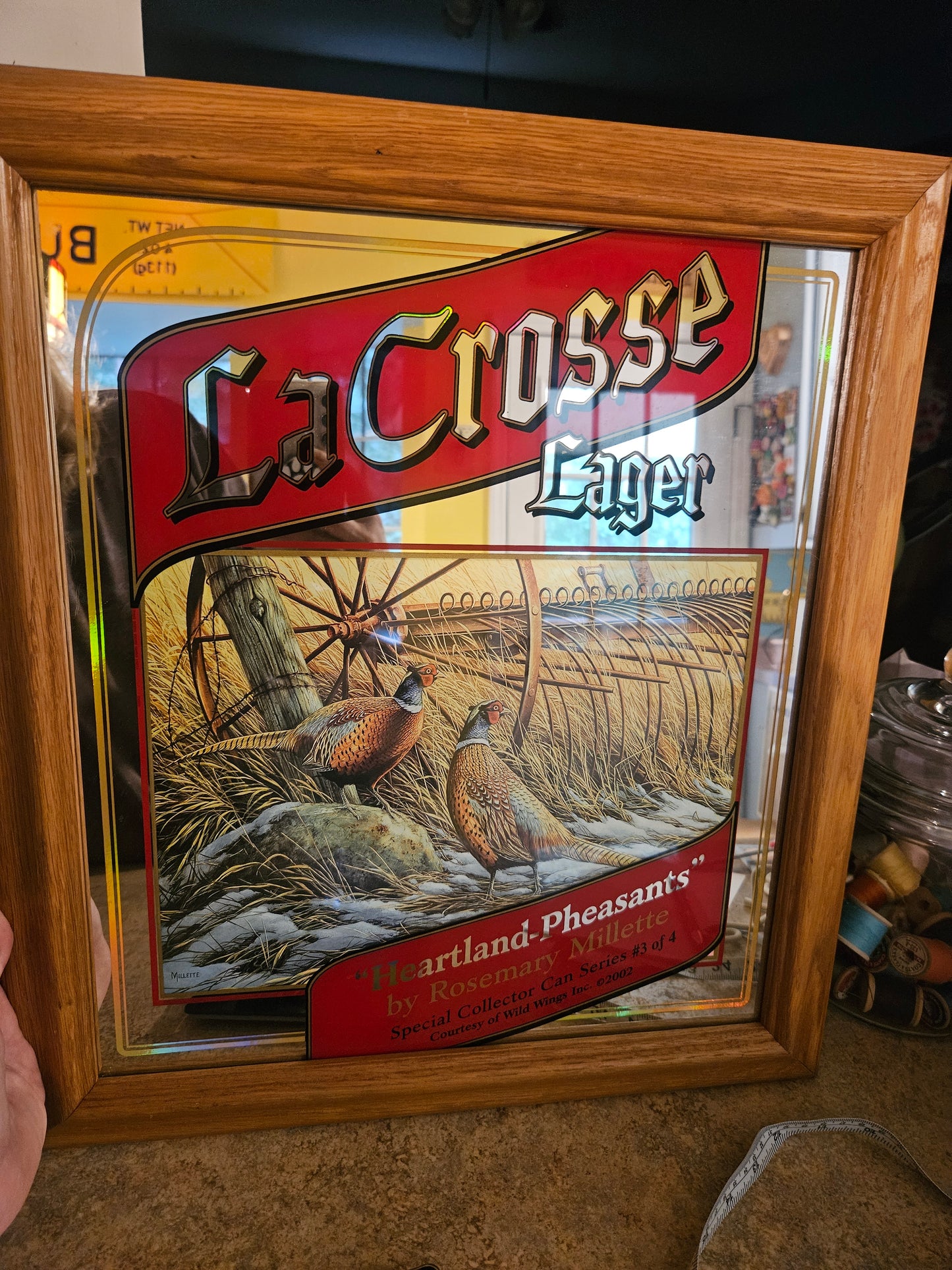 La Crosse Lager "Heartland Pheasants" Collector Mirror — Rosemary Millette #3/4