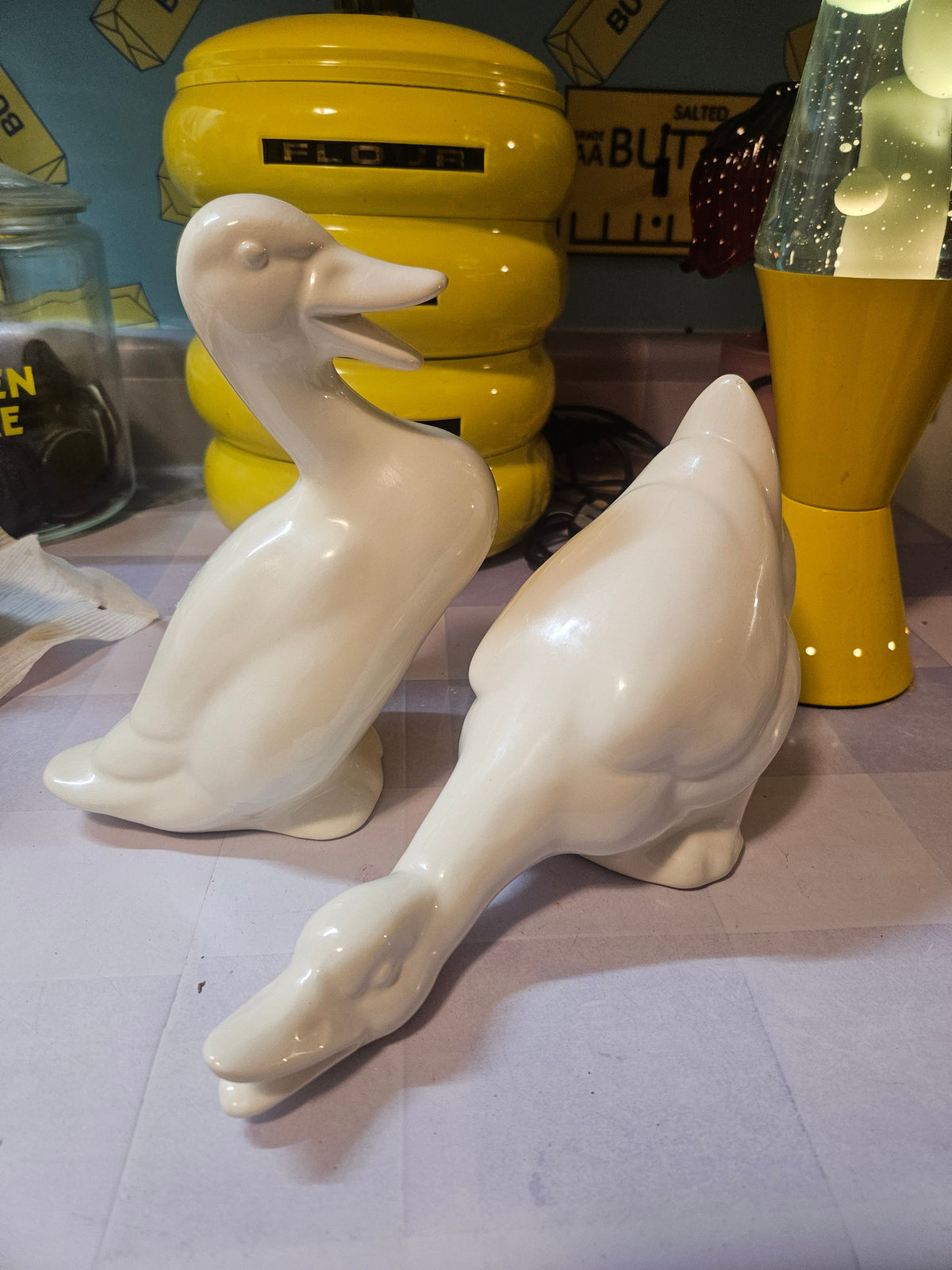 Vintage Ceramic Geese Shelf Sitters – Set of 2