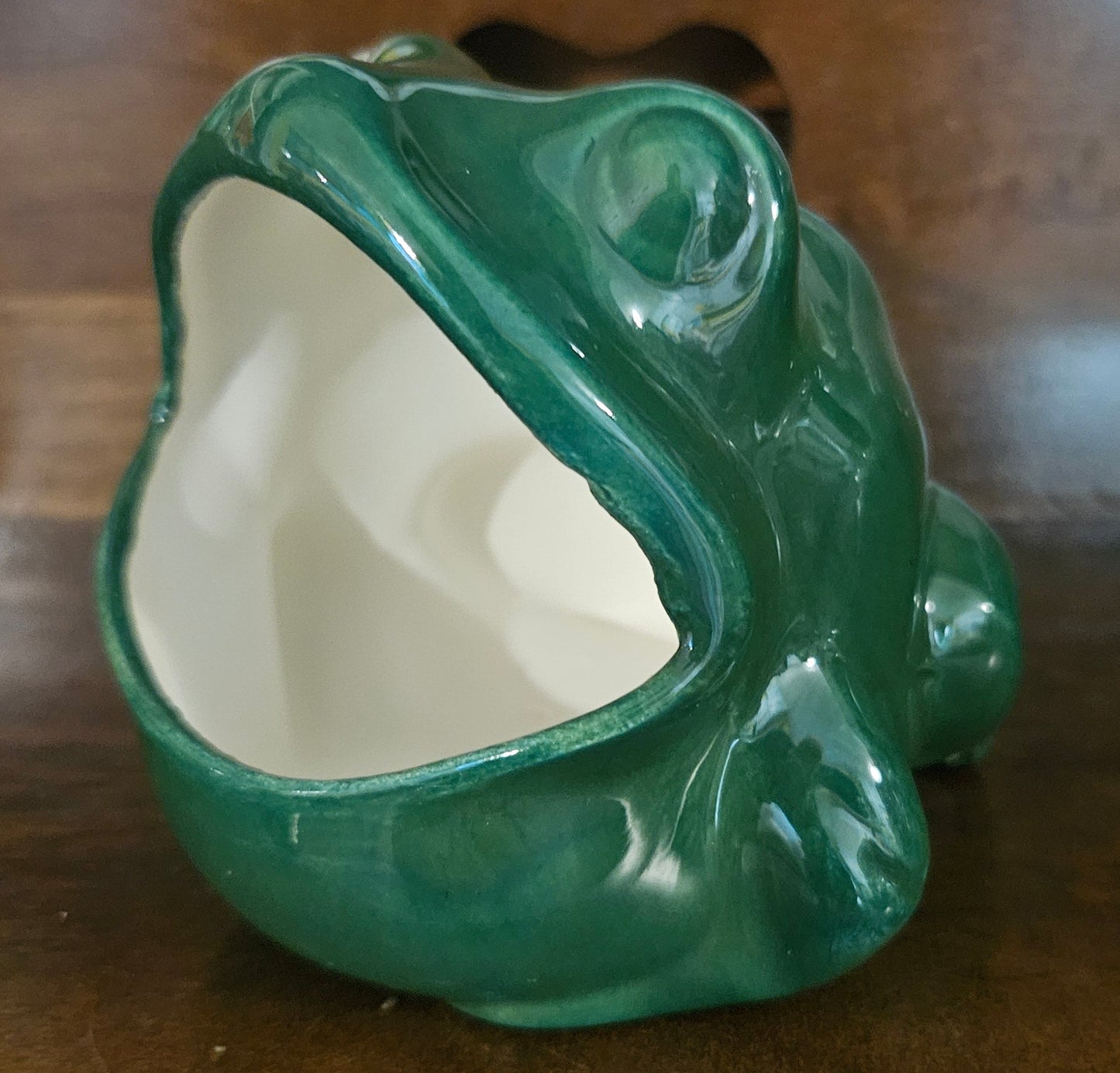 Vintage Ceramic Frog Open-Mouth Planter or Utensil Holder