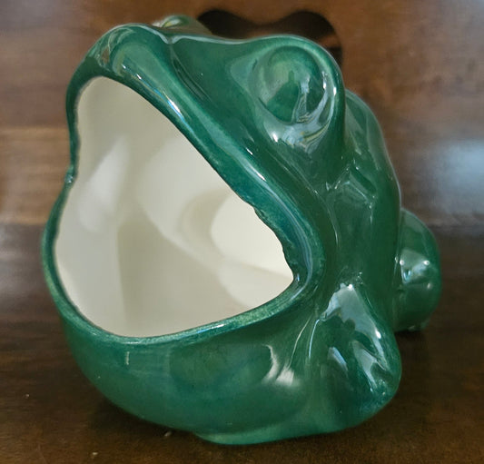 Vintage Ceramic Frog Open-Mouth Planter or Utensil Holder