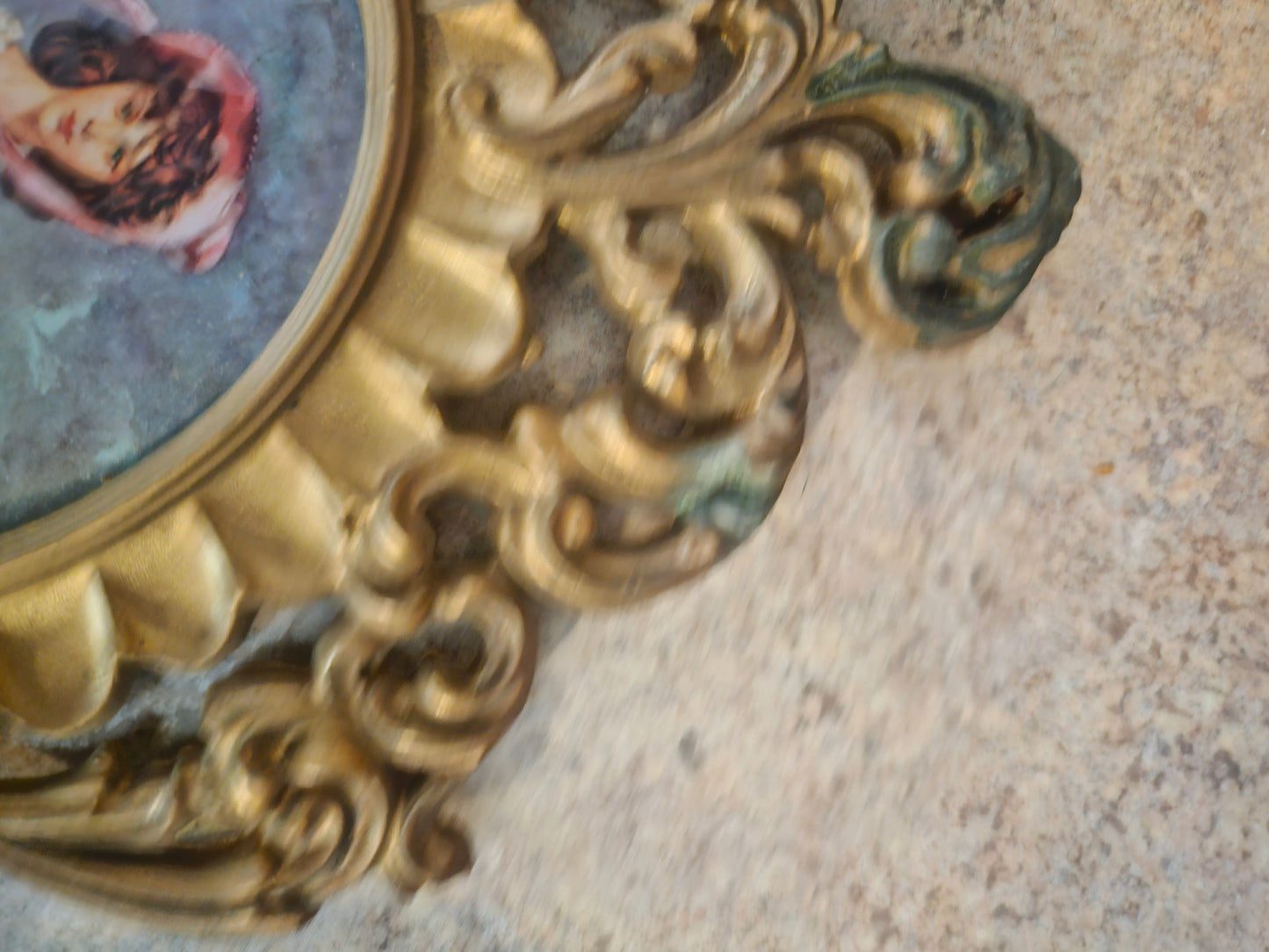 Vintage Pinkie & Blue Boy Ornate Brass Oval Frame Wall Art – Matched Pair
