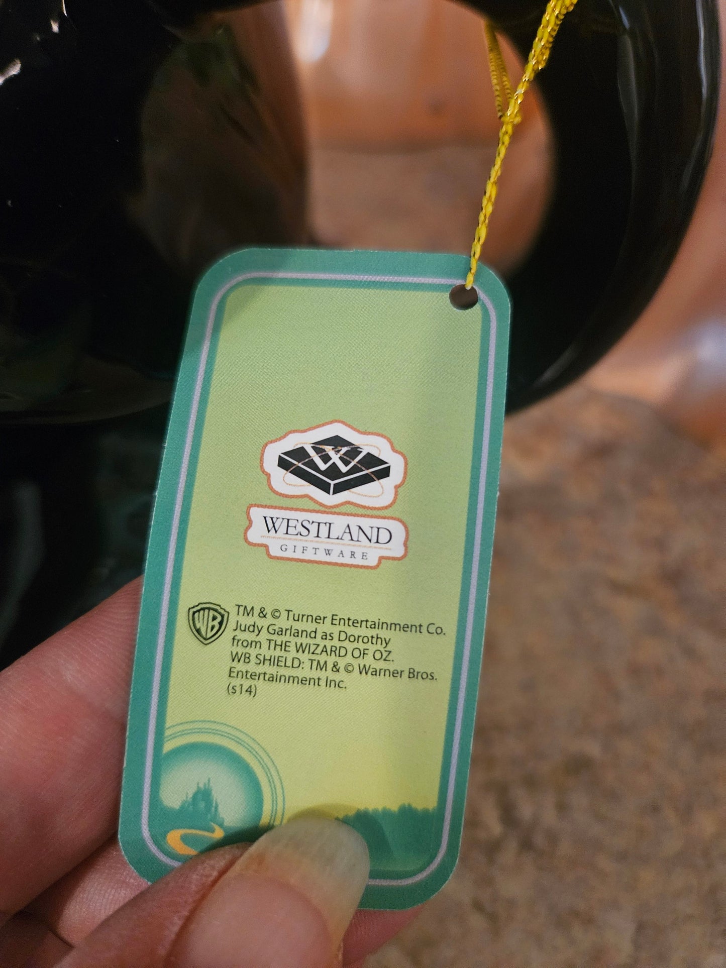 Original Westland Giftware hang tag showing Turner Entertainment and Warner Bros license information