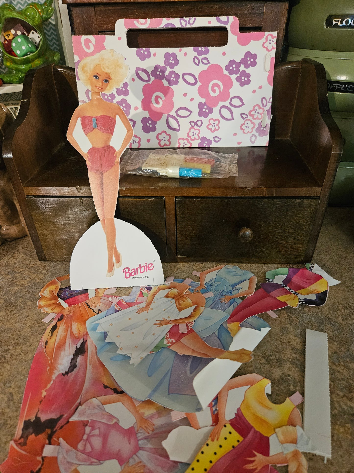 Vintage Barbie Paper Doll Set – Mattel, Cut, with Carrying Case & Outfits