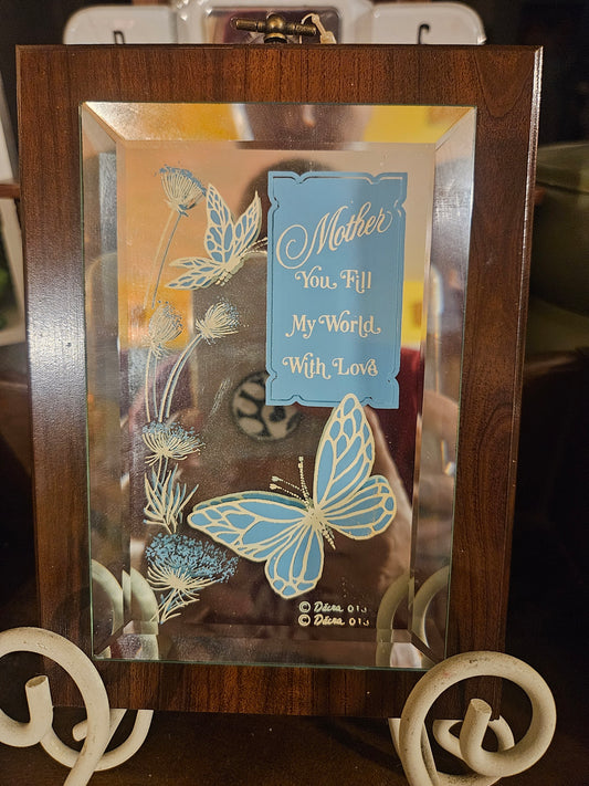 Thomas Kinkade Butterfly Mirror Wall Plaque – Mother You Fill My World With Love