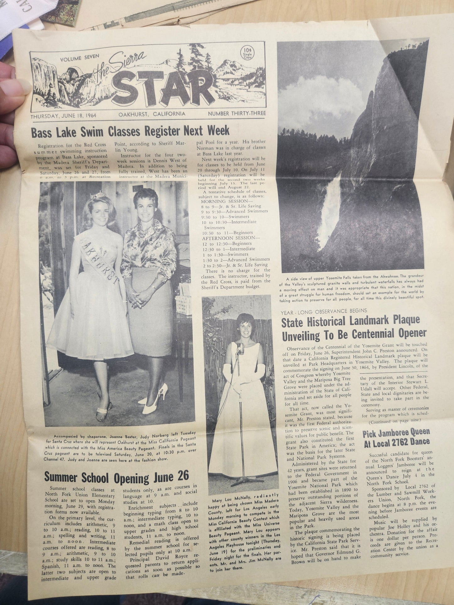 1964 Miss California Pageant Ephemera Lot — Program, Newspaper Clippings & Official Documents