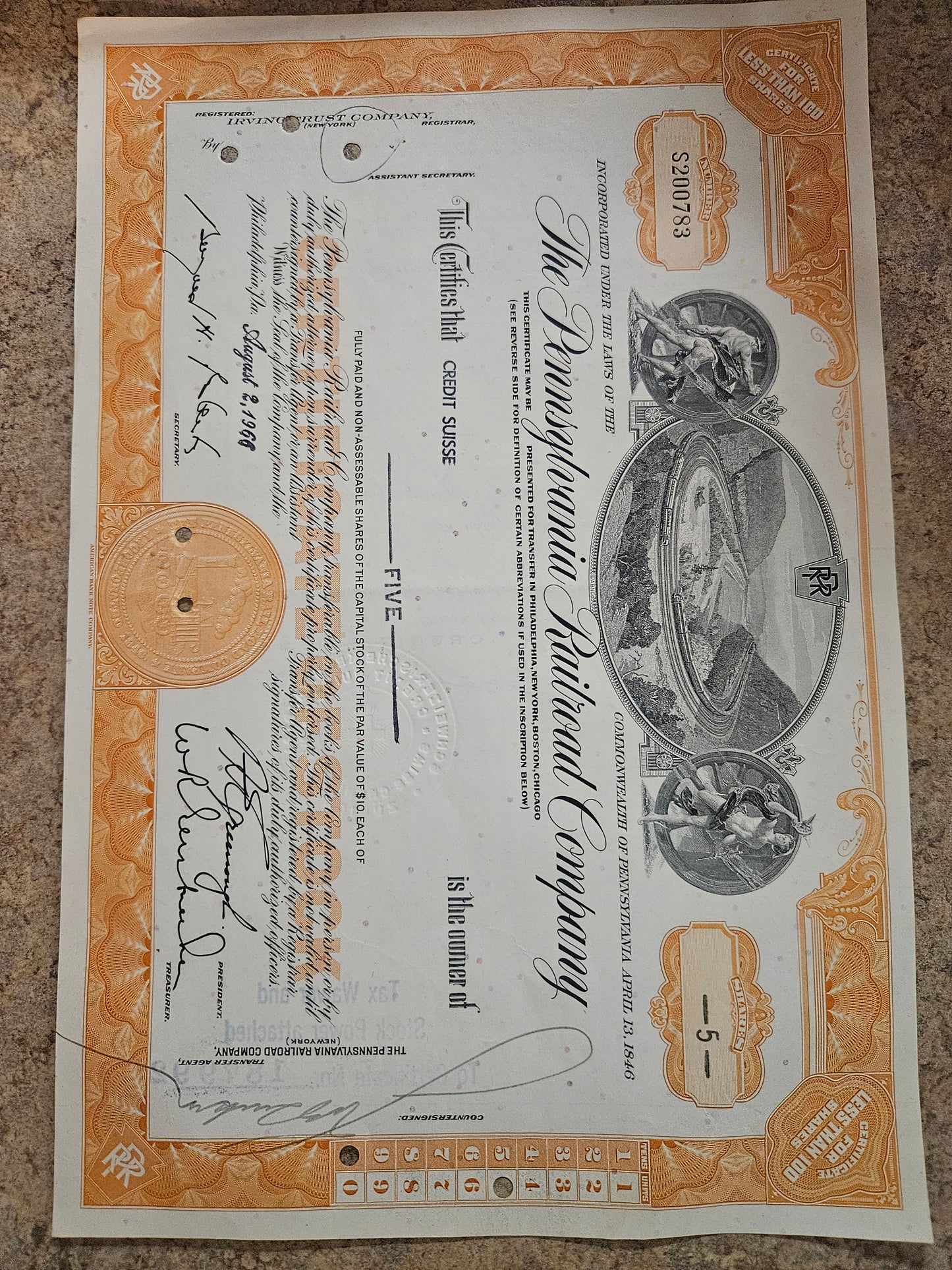 Vintage Railroad Stock & Bond Certificate Lot — Pennsylvania Railroad & Baltimore & Ohio, 4 Pieces