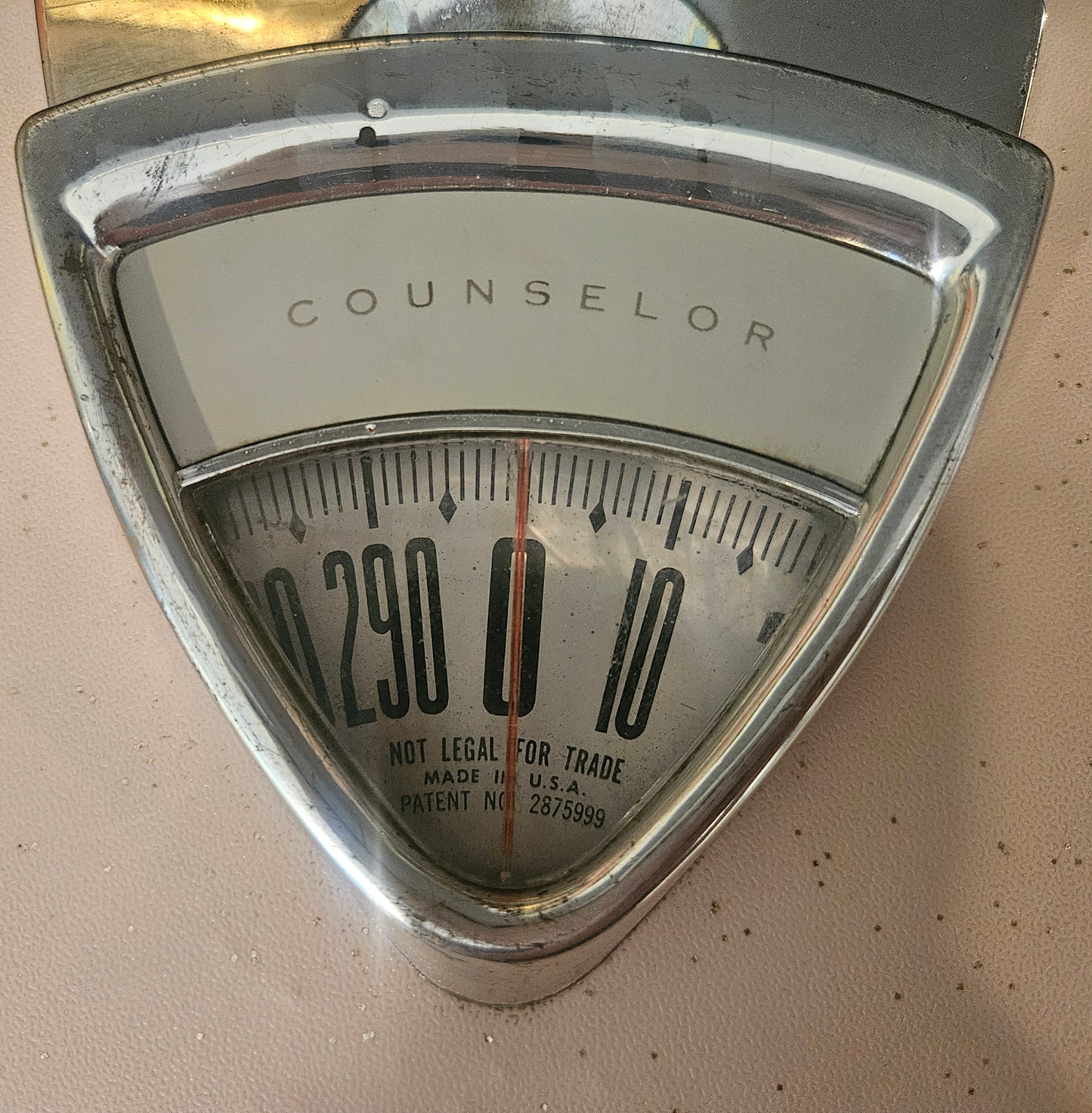 Vintage Counselor Bathroom Scale — Baby Pink with Silver Glitter, Working, Late 1950s–60s