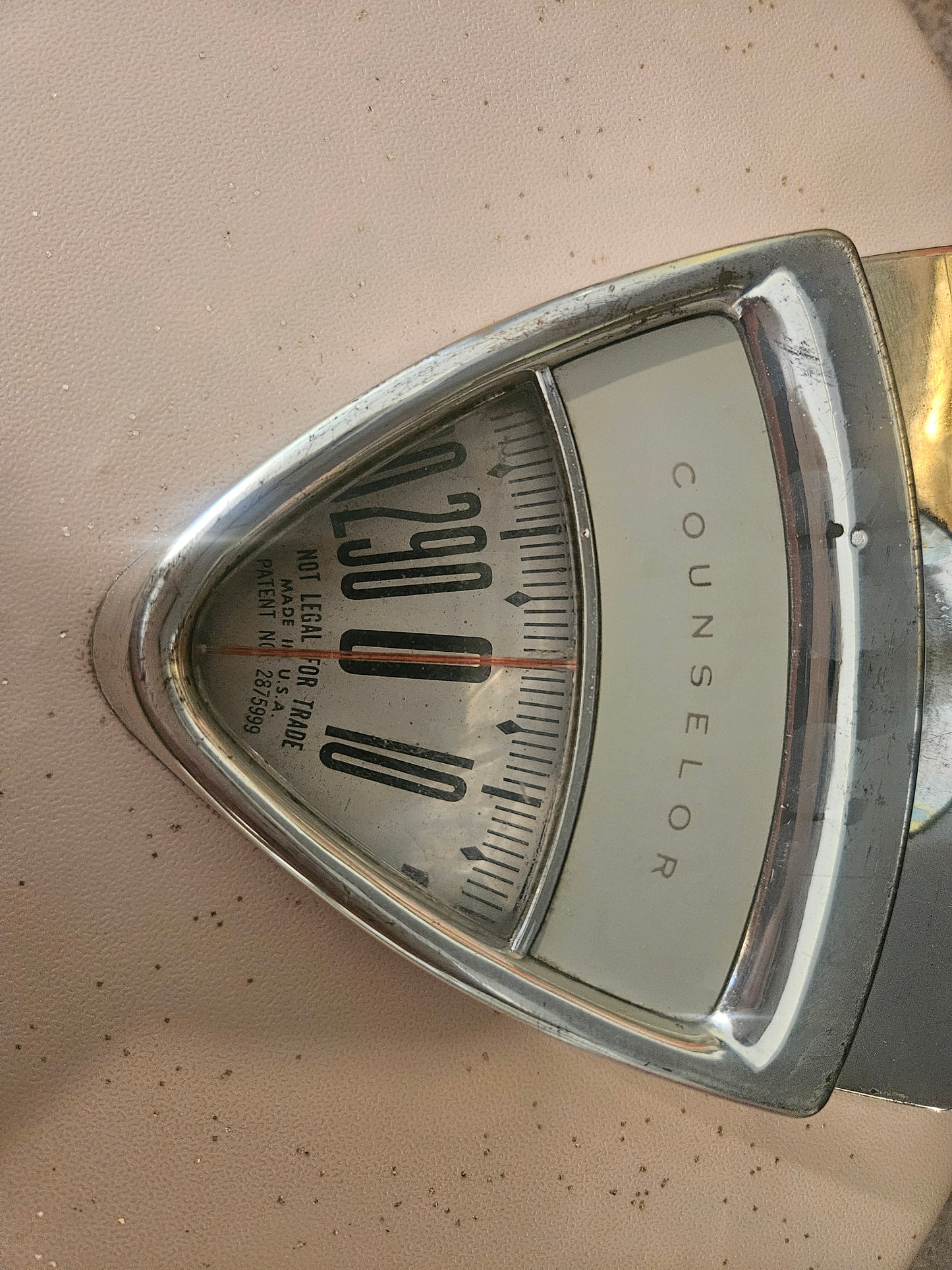 Vintage Counselor Bathroom Scale — Baby Pink with Silver Glitter, Working, Late 1950s–60s
