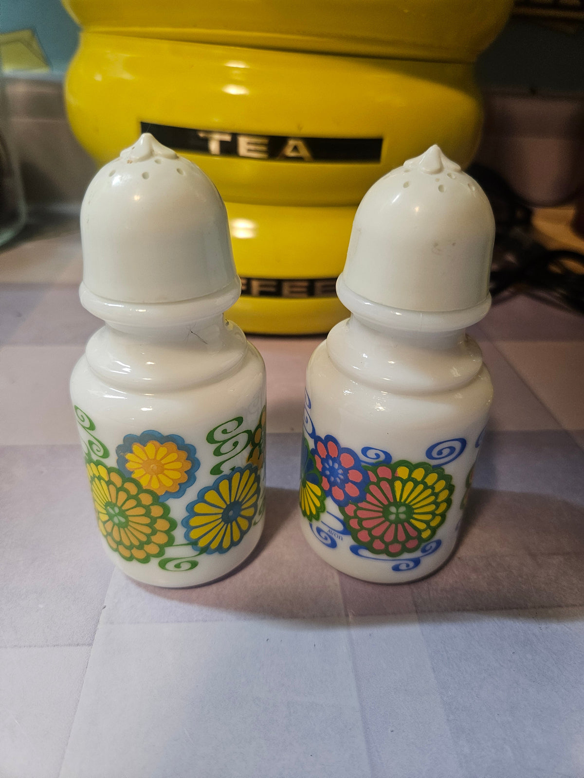 Vintage Groovy MCM Milk Glass Salt & Pepper Shakers