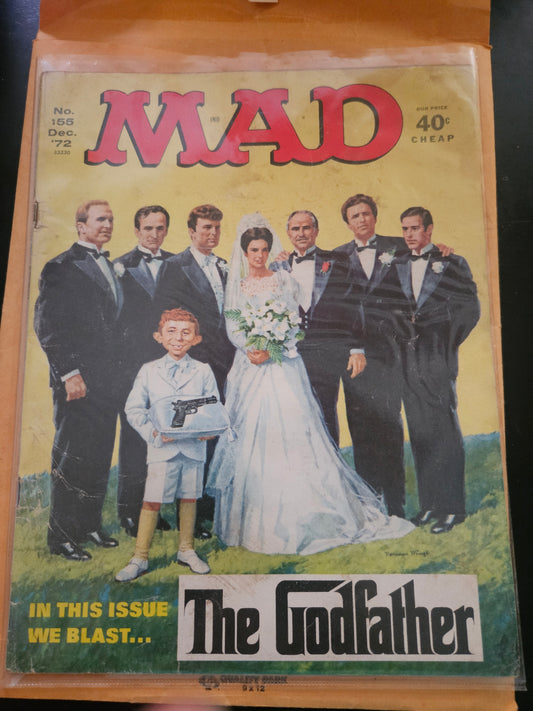 MAD Magazine No. 155 (Dec. 1972) — The Godfather Issue + MAD Disco Vinyl Record — Vintage Collectible Set