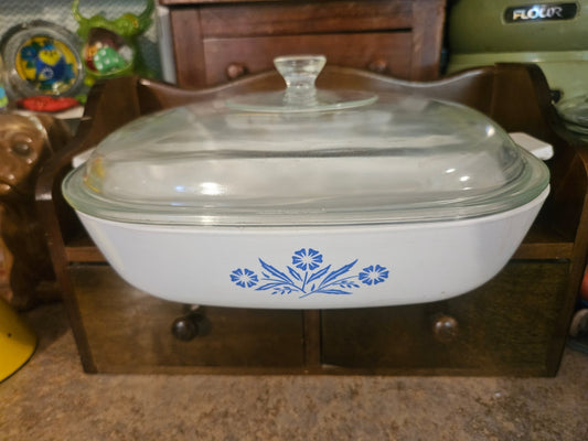 Interior of Corning Ware casserole dish showing white pyroceram surface