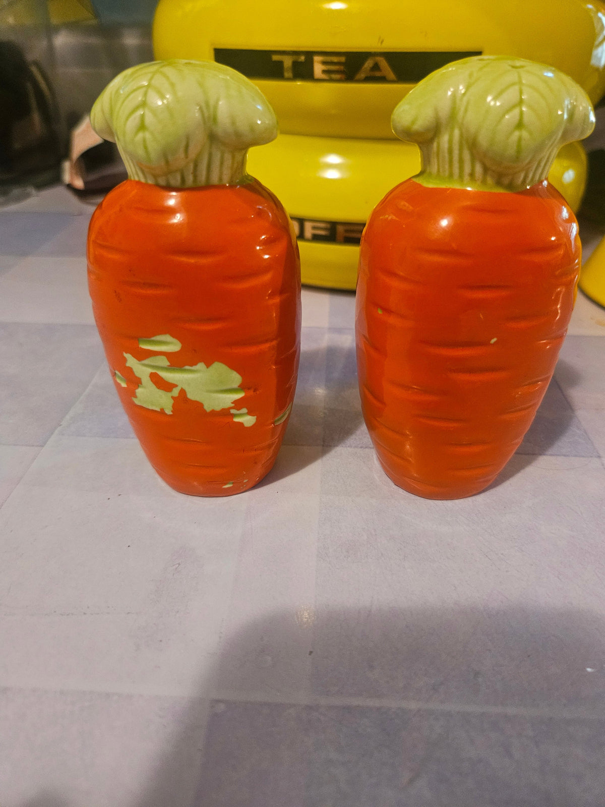 Vintage Japan Sad Carrot Salt & Pepper Shakers