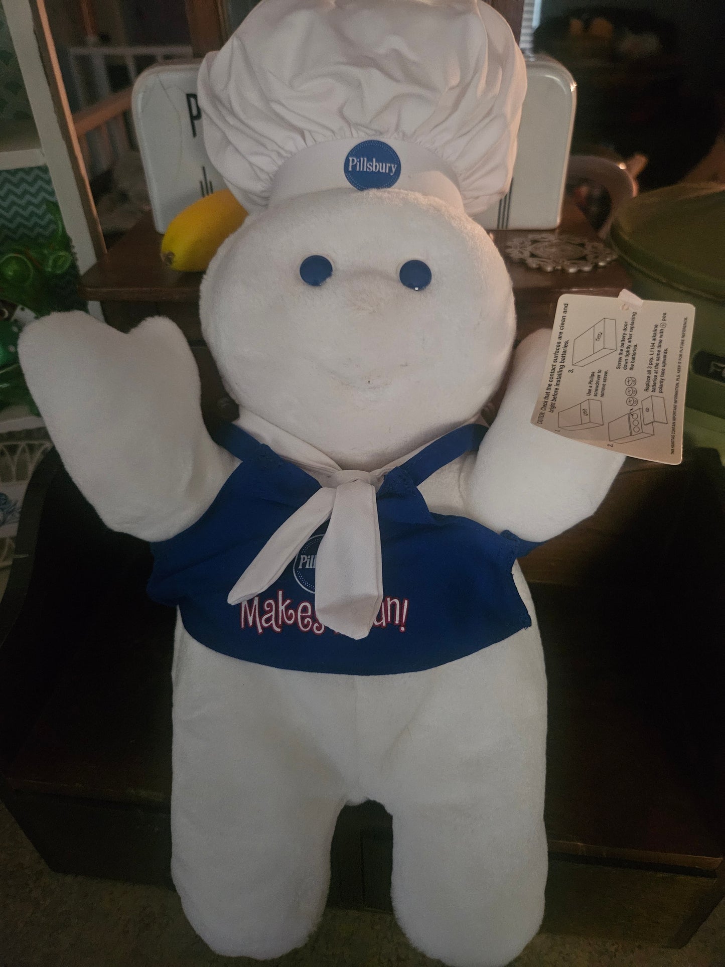 Vintage Pillsbury Giggling Doughboy Plush with Apron by Dakin