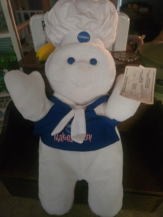 Vintage Pillsbury Giggling Doughboy Plush with Apron by Dakin
