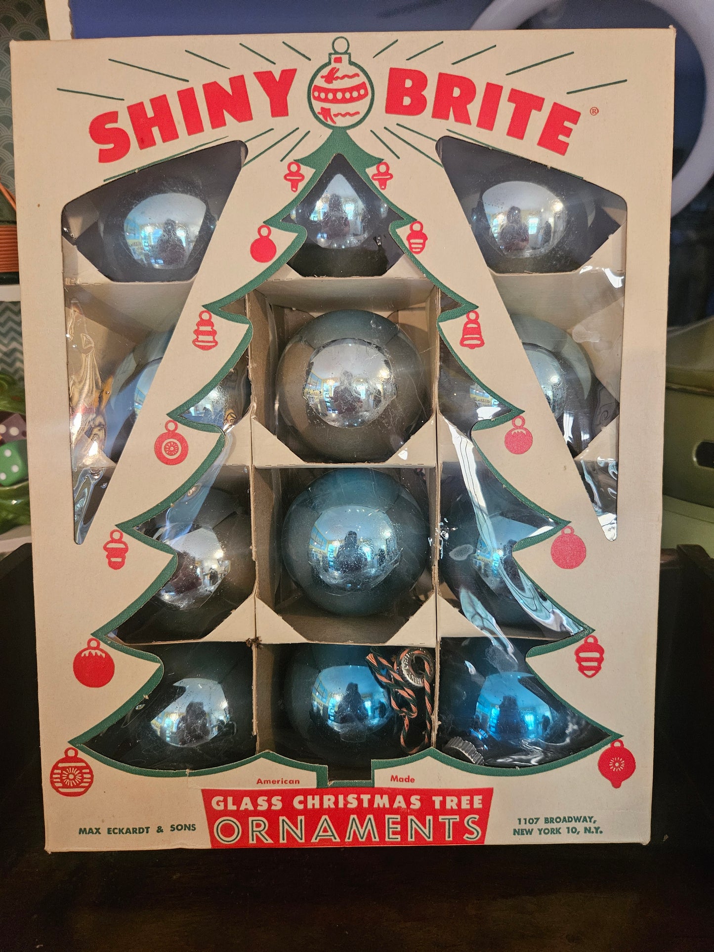 Shiny Brite Glass Christmas Tree Ornaments — 1950s Box Set