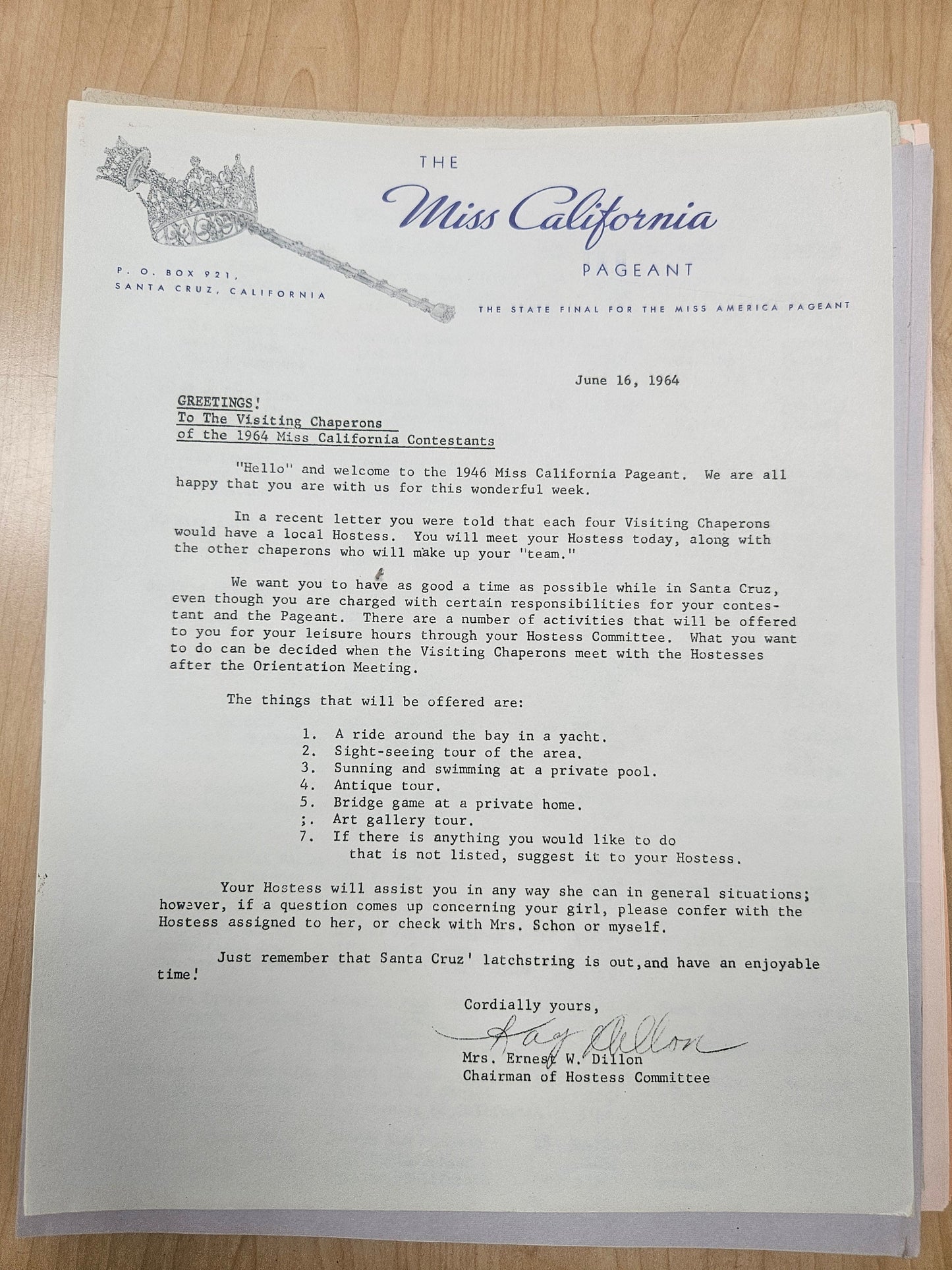 1964 Miss California Pageant Ephemera Lot — Program, Newspaper Clippings & Official Documents