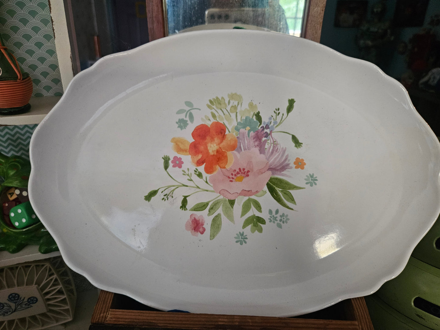 Dolly Parton Stoneware Oval Serving Platter – 13" Floral