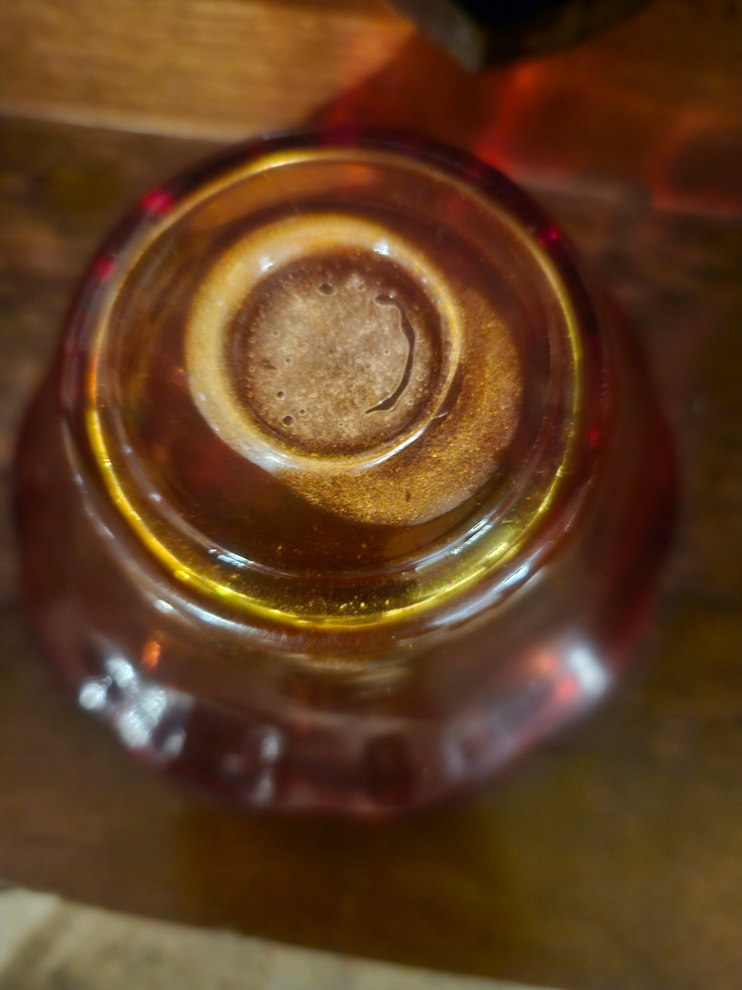 Vintage Amberina Art Glass Petal Bowl