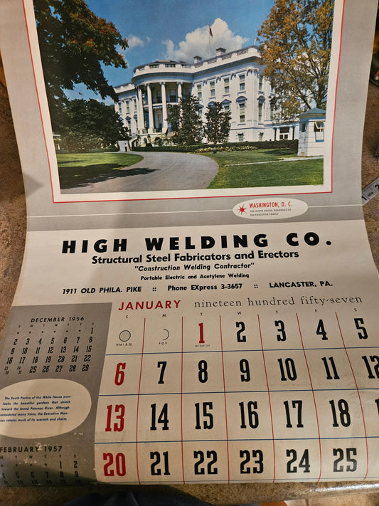 1957 High Welding Co. Advertising Wall Calendar – Brown & Bigelow, White House