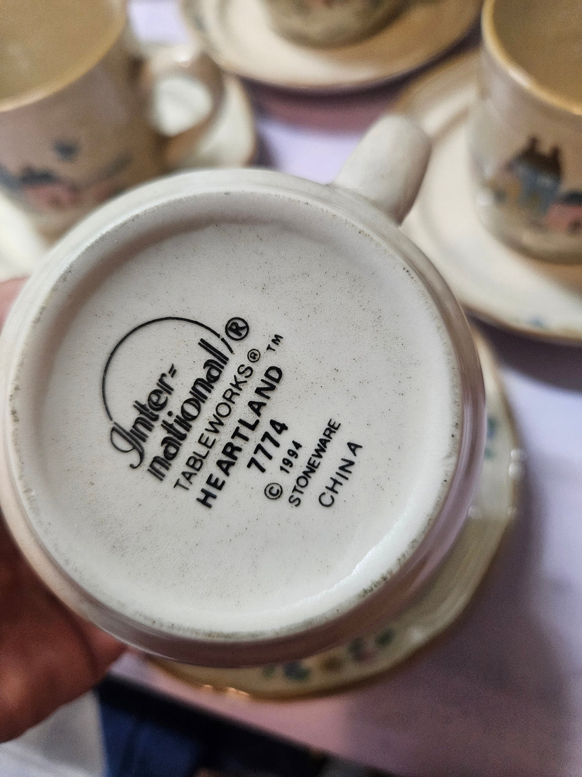 Backstamp reading International Tableworks Heartland 7774, © 1994, Stoneware, China