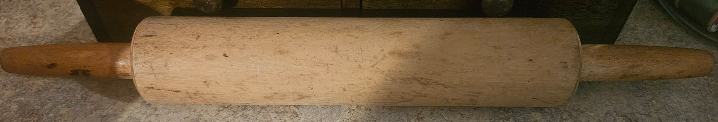 Vintage Wooden Rolling Pin with Turned Handles