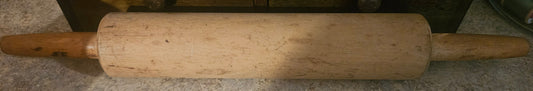 Vintage Wooden Rolling Pin with Turned Handles