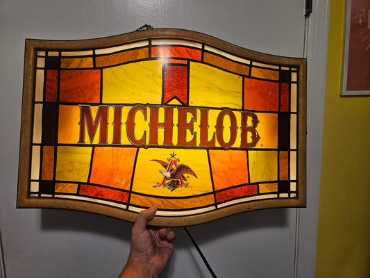 Michelob Lighted Stained Glass Bar Sign – Vintage Beer Advertising