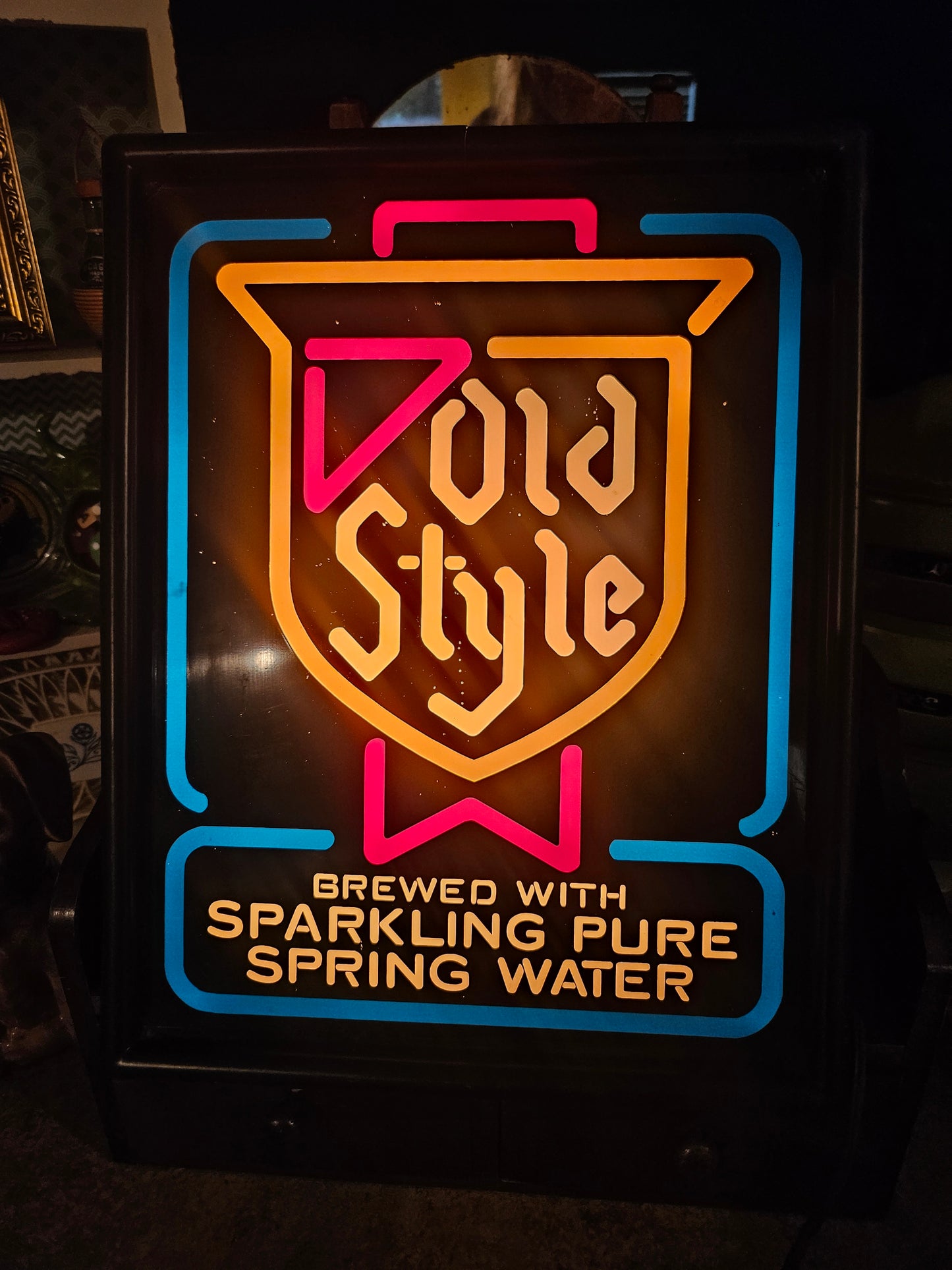 Old Style Beer Lighted Sign — Vintage Heileman's Breweriana Bar Sign