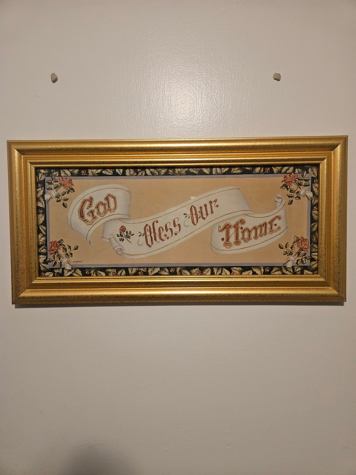Vintage "God Bless Our Home" Sampler — Professionally Framed