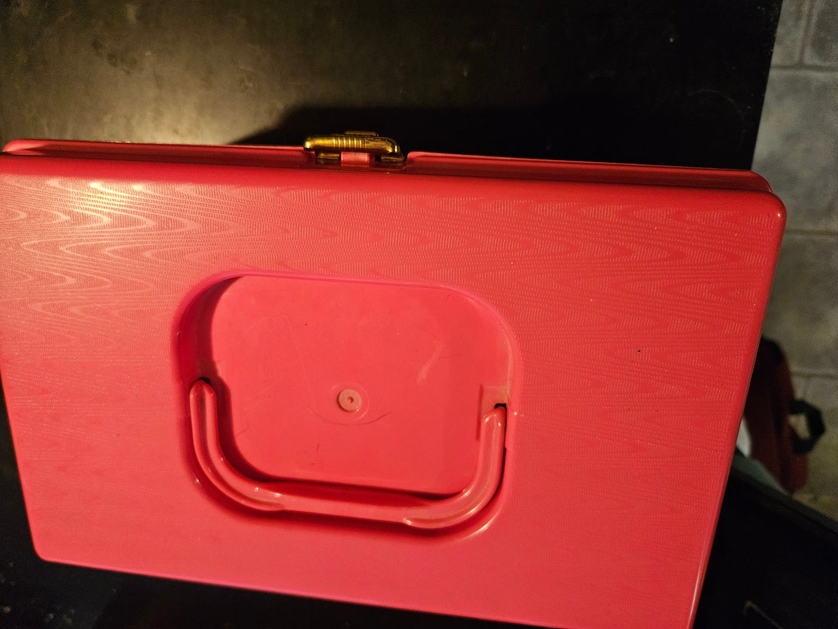 Vintage Sewing Box with Button Collection — Hot Pink Hard Case