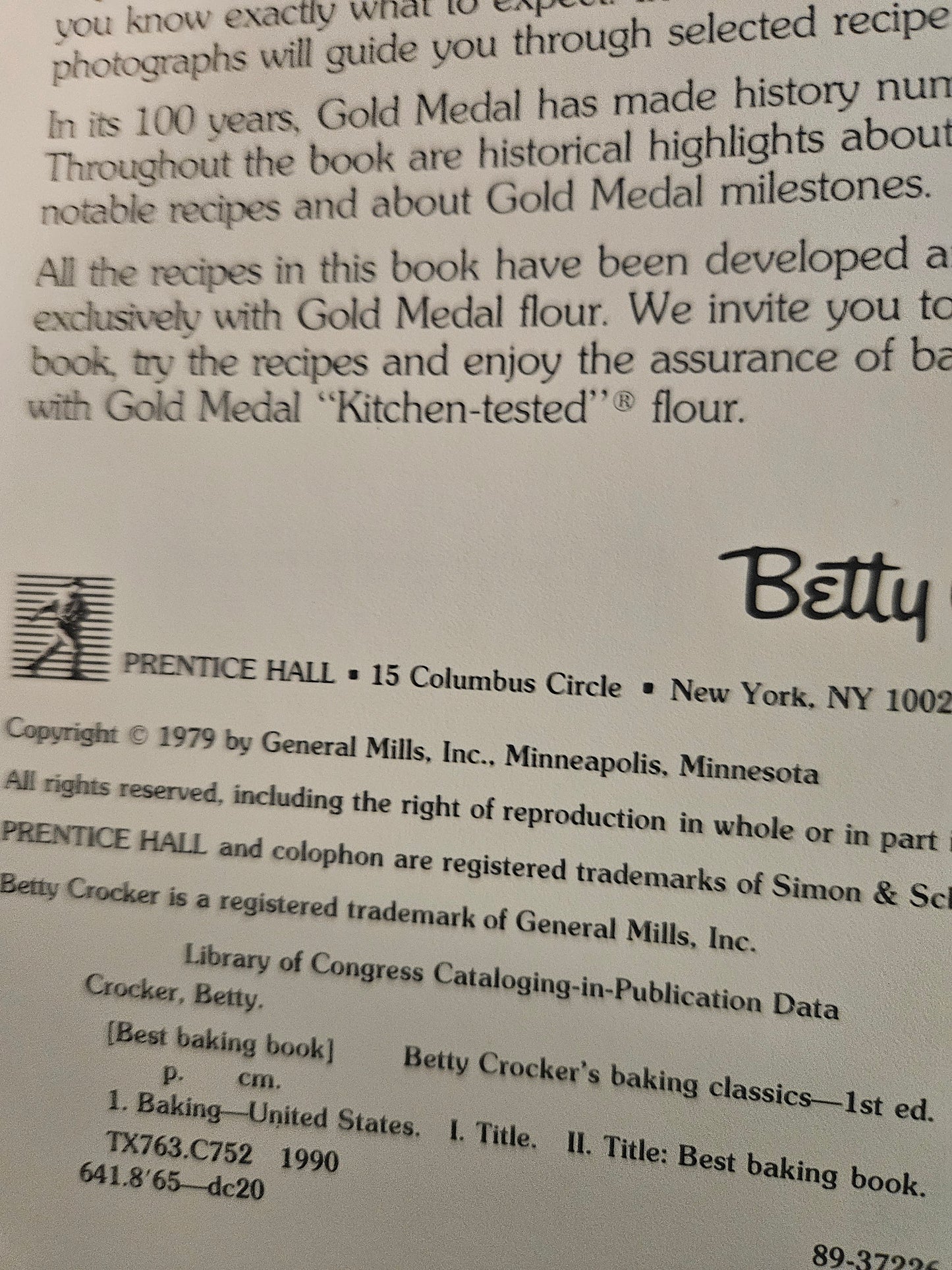 Betty Crocker's Baking Classics — 1979, Prentice Hall, Hardcover, Gold Medal Flour, Vintage