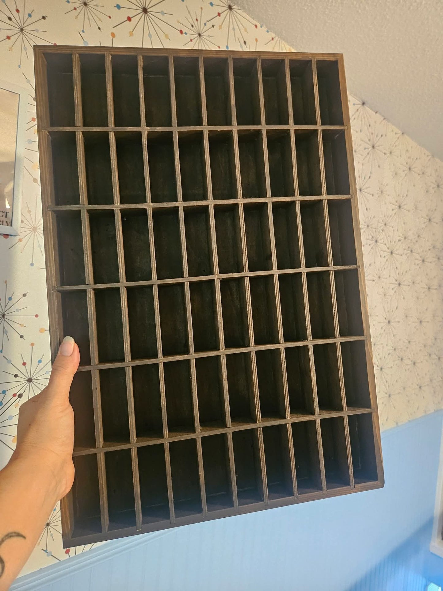 Wooden Printer's Tray Display Shelf