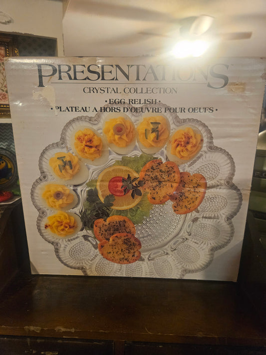Indiana Glass Presentations Crystal Collection Egg Relish Tray — 11" Diameter