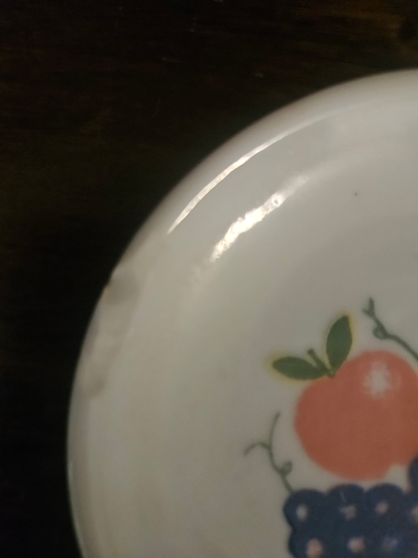 Aglo China Fruit Pattern Butter Pat — Mixed Fruit on White
