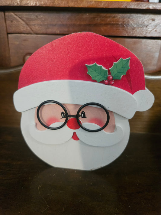 Vintage Wood Santa Claus Face Decoration