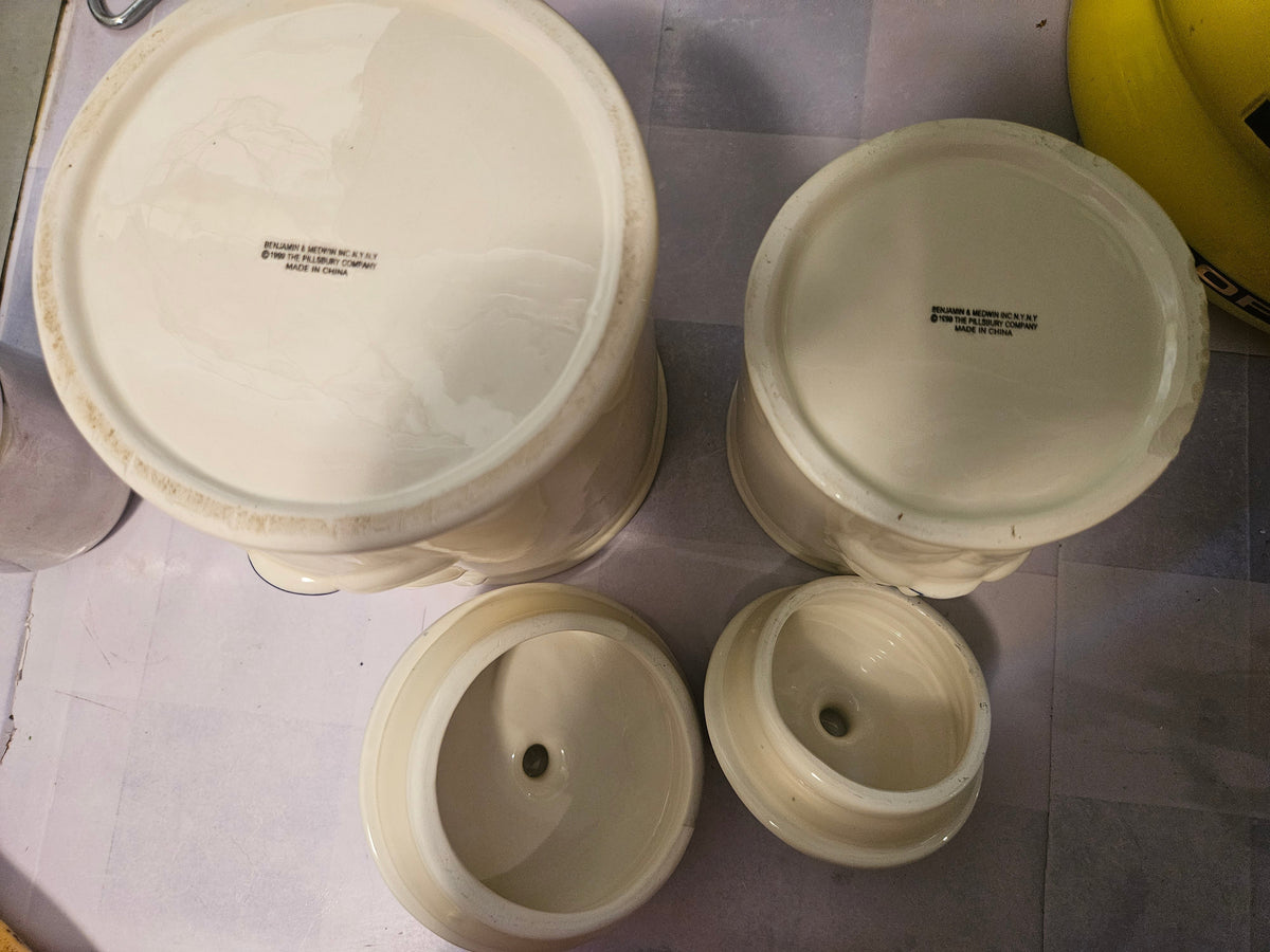 Vintage Pillsbury Doughboy 3D Ceramic Canister Set of 2 — 1998 Pillsbury Co.