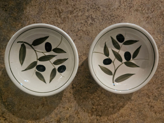Ceramic Olive Branch Bowls — Set of 2